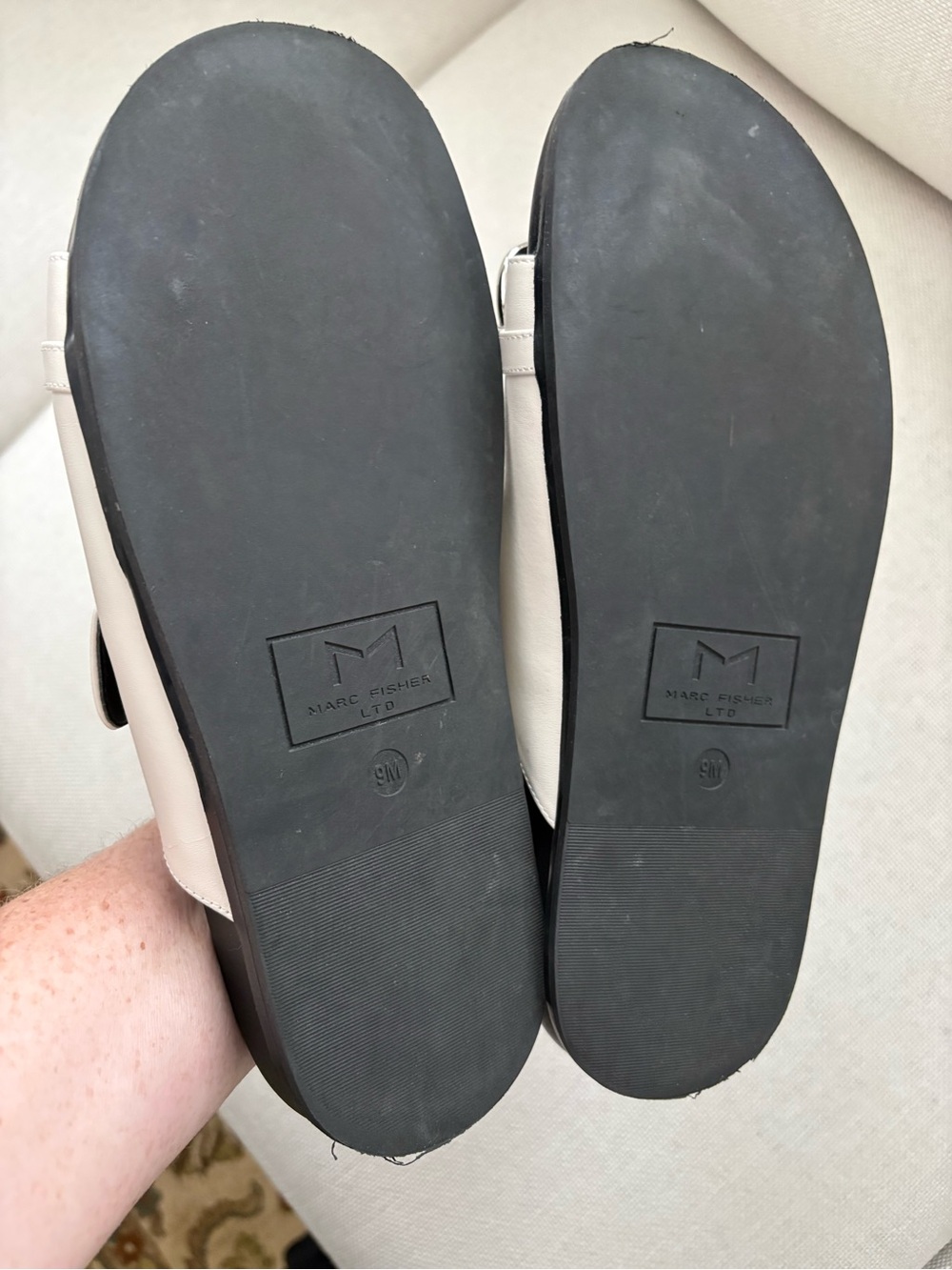 Marc Fisher LTD Fresno Women’s Chain Sandals Size 9 Chalk Gray Comfort Summer - Picture 5 of 11
